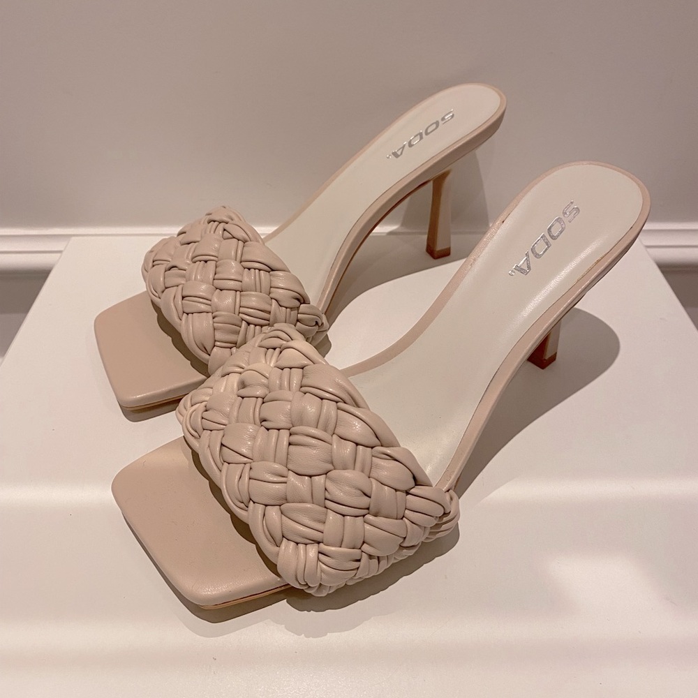 Brand new SODA Woven Heeled Mules